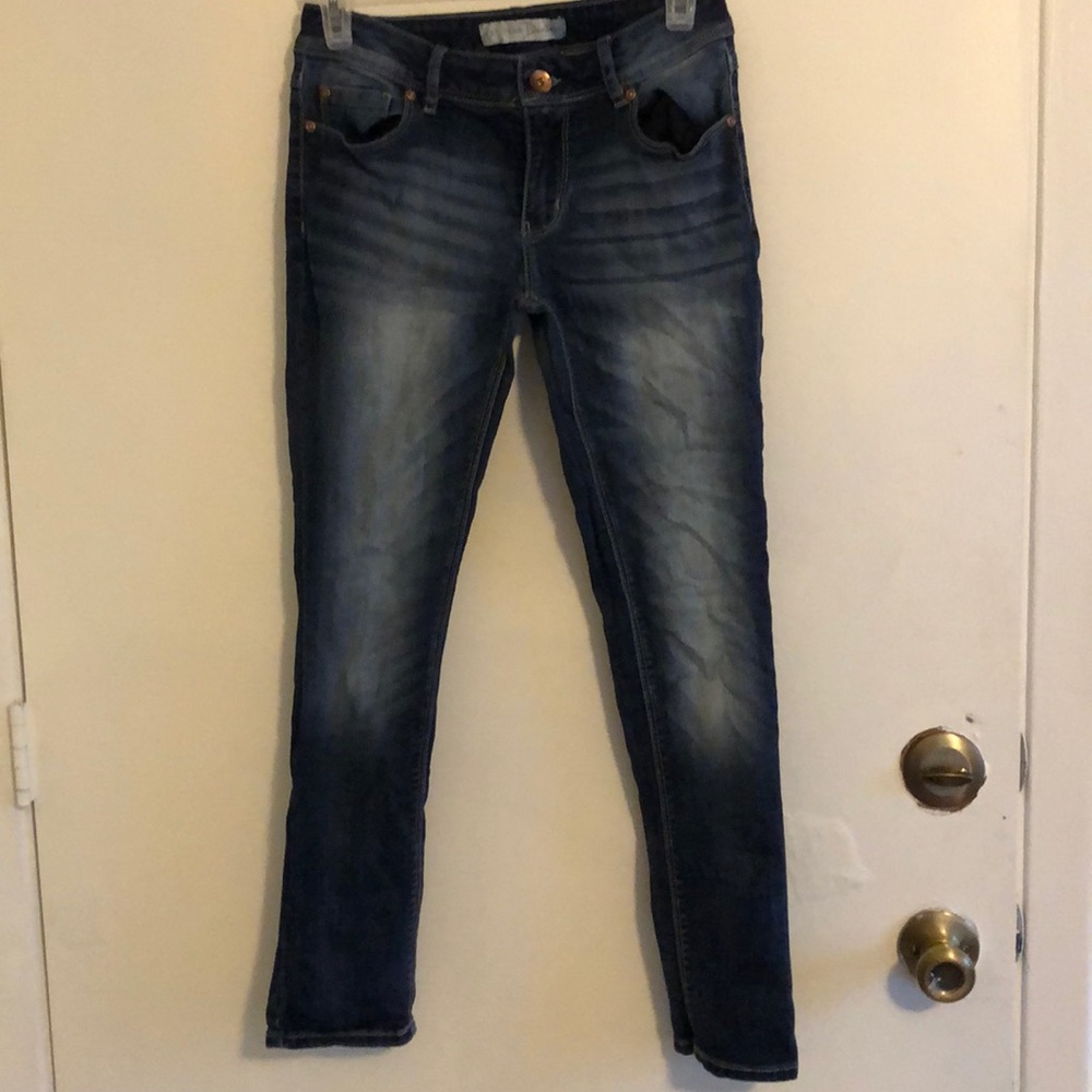 Stone washed blue jeans